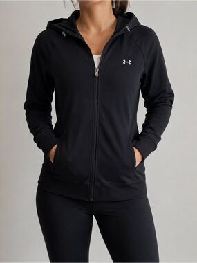 Under Armour ColdGear Women XL Black Full Zip Hooded Athletic Jacket